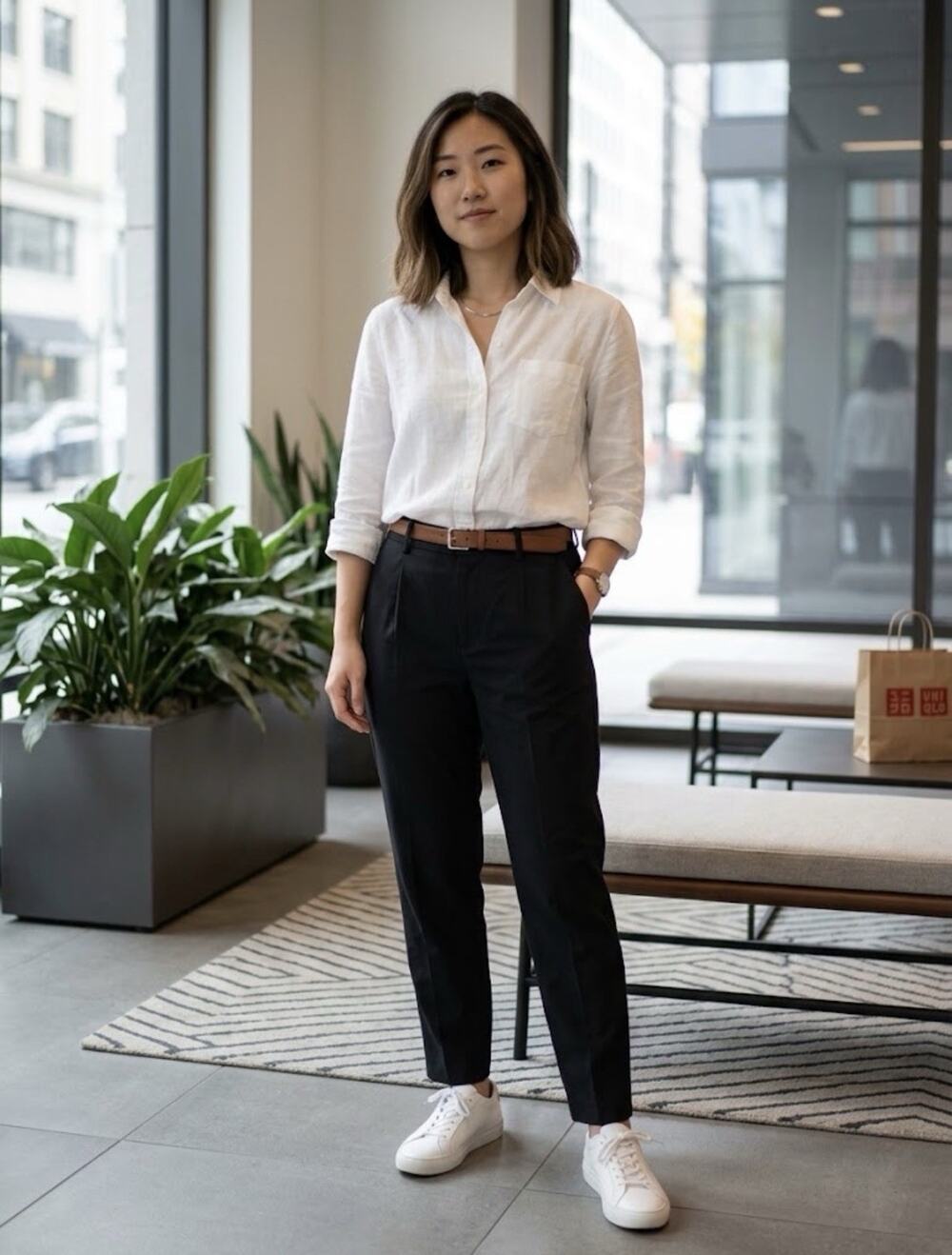 UNIQLO Women XS Black Smart Ankle Pants Tapered Stretch Office Work Trousers